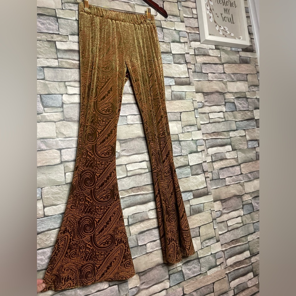 EARTHBOUND Brown Paisley Flare Pants